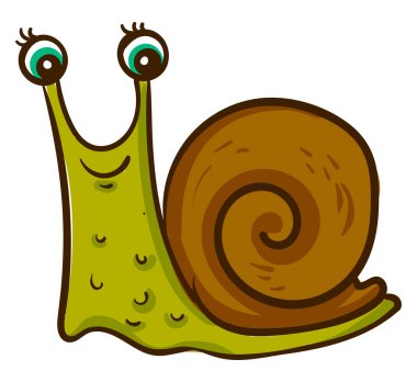 Mutlu salyangoz, illüstrasyon, beyaz arka planda vektör.