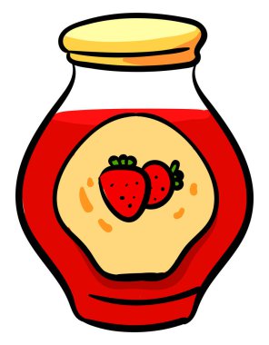 Çilek reçeli, illüstrasyon, beyaz arkaplanda vektör.