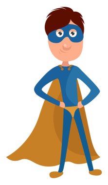 Genç süper kahraman, illüstrasyon, beyaz arka planda vektör.