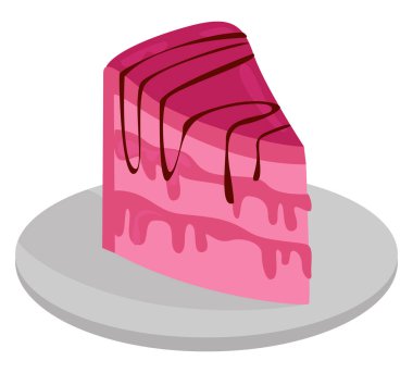 Pembe pasta dilimi, illüstrasyon, beyaz arka planda vektör..