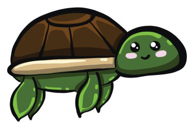 Şirin küçük kaplumbağa, illüstrasyon, beyaz arka planda vektör..