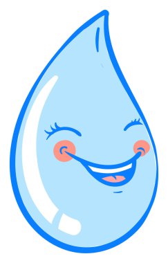 Gülen su damlası, illüstrasyon, beyaz arkaplandaki vektör.