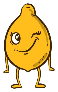 Göz kırpan sarı limon, illüstrasyon, beyaz arkaplan üzerinde vektör.