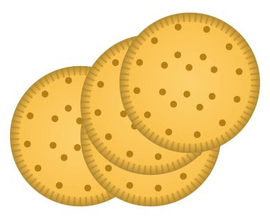 Beyaz zemin üzerinde küçük krakerler, illüstrasyon, vektör.