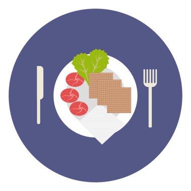 Tabakta kahvaltı, illüstrasyon, beyaz arka planda vektör.