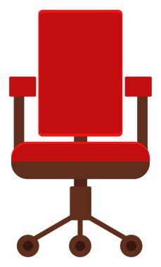 Kırmızı bilgisayar koltuğu, illüstrasyon, beyaz arkaplan üzerindeki vektör.