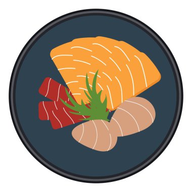 Lezzetli chirashi, illüstrasyon, beyaz arka planda vektör..