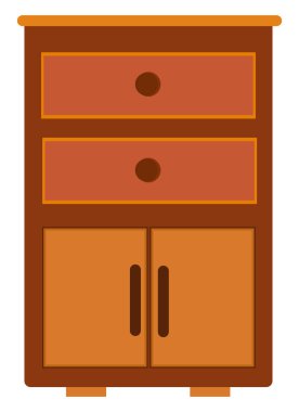 Tahta dolap, illüstrasyon, beyaz zemin üzerindeki vektör..