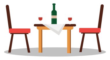 Yemek masası, illüstrasyon, beyaz arka planda vektör..