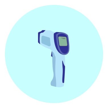 Beyaz zemin üzerinde alın termometresi, illüstrasyon, vektör.