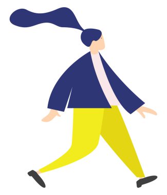 Kız yürüyüşü, illüstrasyon, beyaz arkaplandaki vektör.