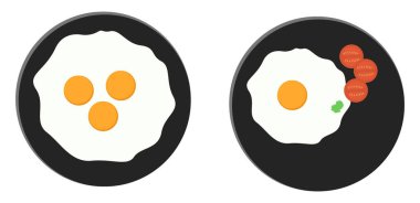 Kızarmış yumurta, illüstrasyon, beyaz arka planda vektör..