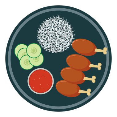 Izgara tavuk, illüstrasyon, beyaz arka planda vektör.