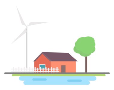 Ağaçlı ev, illüstrasyon, beyaz arka planda vektör.