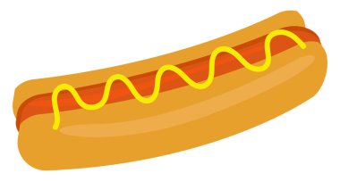 Sosisli sandviç, illüstrasyon, beyaz arkaplanda vektör.