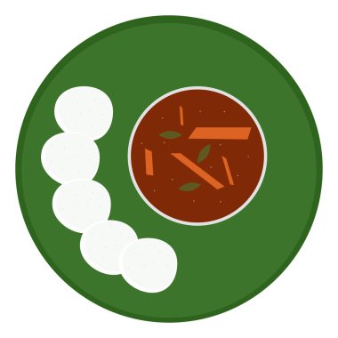 Idli sambhar, illüstrasyon, beyaz arkaplan üzerindeki vektör.