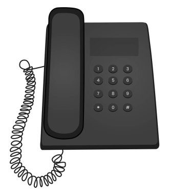 Siyah eski telefon, illüstrasyon, beyaz arkaplanda vektör.