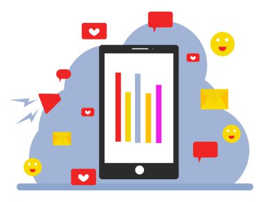 Beyaz zemin üzerinde pazarlama grafiği, illüstrasyon, vektör.