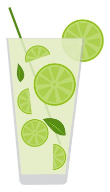 Güzel mojito, illüstrasyon, beyaz arka planda vektör..