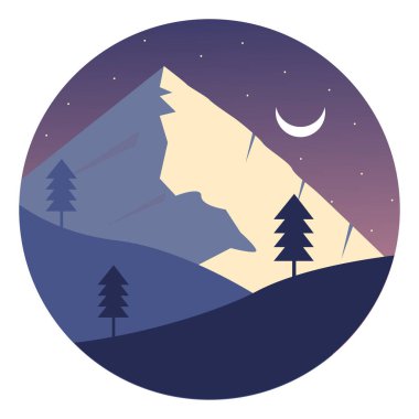 Karlı dağlar, illüstrasyon, beyaz arkaplandaki vektör.