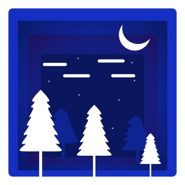 Soğuk gece, illüstrasyon, beyaz arkaplandaki vektör.