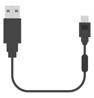 Beyaz arkaplanda OTG Kablosu, illüstrasyon, vektör.