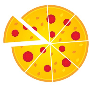 Peperonili pizza dilimleri, illüstrasyon, beyaz arka planda vektör..