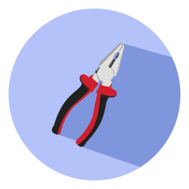 Beyaz arkaplanda kırmızı pense, illüstrasyon, vektör.