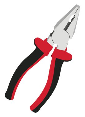 Beyaz arkaplanda kırmızı pense, illüstrasyon, vektör.