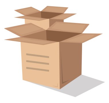 Beyaz zemin üzerinde iki ürün kutusu, illüstrasyon, vektör.