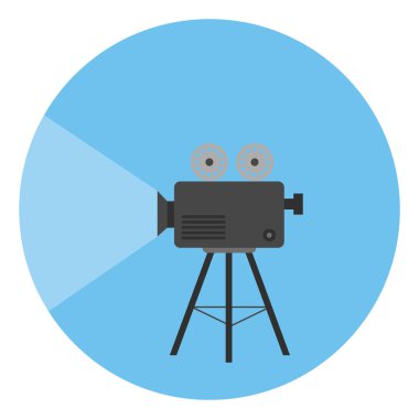 Beyaz arkaplanda film projektörü, illüstrasyon, vektör.