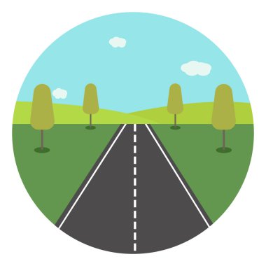 Beyaz arkaplanda uzun bir yol, illüstrasyon, vektör.