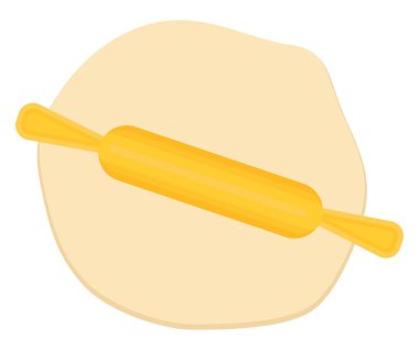 Yuvarlanan iğne ve hamur, illüstrasyon, beyaz arkaplandaki vektör.