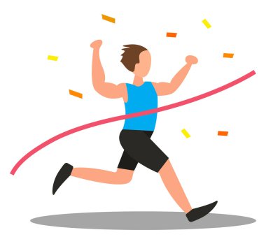 Beyaz arkaplan üzerinde çalışan kazanan, illüstrasyon, vektör.