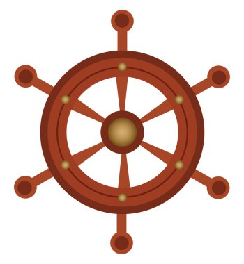 Beyaz arkaplanda gemi dümeni, illüstrasyon, vektör.