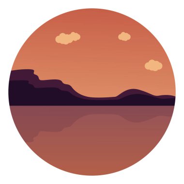 Yaz günbatımı, illüstrasyon, beyaz arkaplandaki vektör.