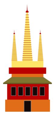 Çin tapınağı, illüstrasyon, beyaz arka planda vektör..