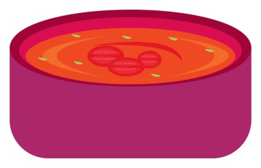 Domates çorbası, illüstrasyon, beyaz arkaplandaki vektör..