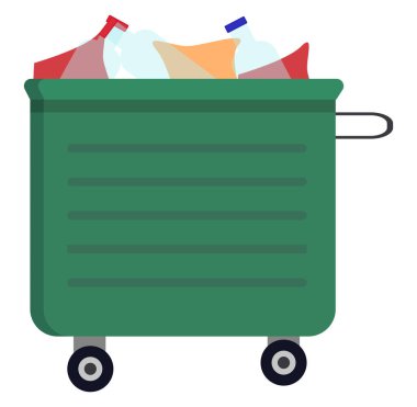 Çöp arabası, illüstrasyon, beyaz arkaplan üzerindeki vektör.