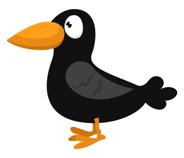 Gelukkige Kleine Zwarte Vogel Illustratie Vector Een Witte Achtergrond — Stockvector