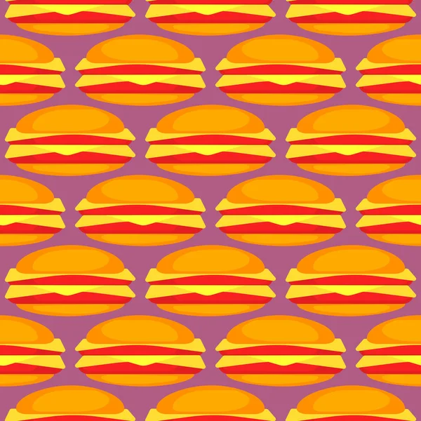 美味的汉堡包 粉色背景的无缝图案 — 图库矢量图片