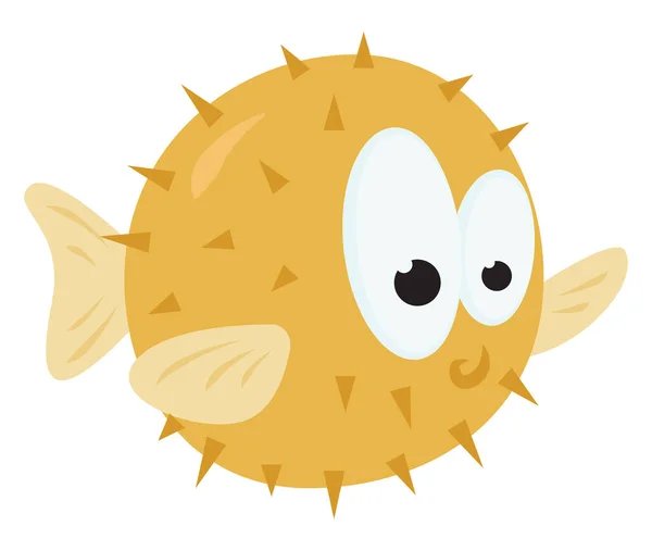 Yellow Puffer Fish Illustration Vector White Background — Stock Vector