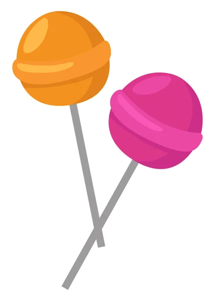 Twee Lolipops Illustratie Vector Een Witte Achtergrond — Stockvector