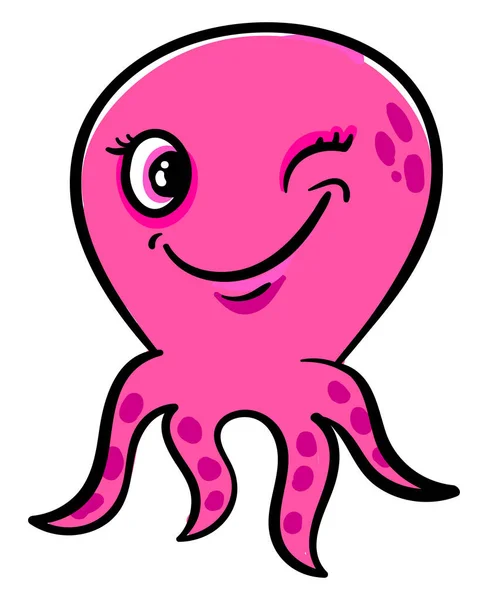 Winking Octopus Illustration Vector White Background — Stock Vector