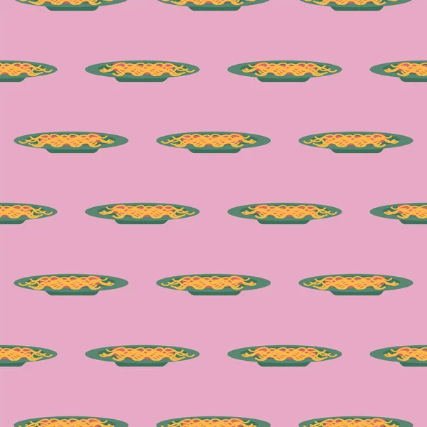 パスタのプレート ピンクの背景のシームレスなパターン — ストックベクタ