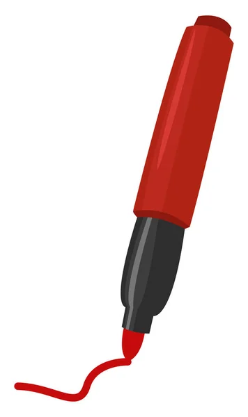 Pequeno Marcador Caneta Vermelha Ilustração Vetor Sobre Fundo Branco — Vetor de Stock