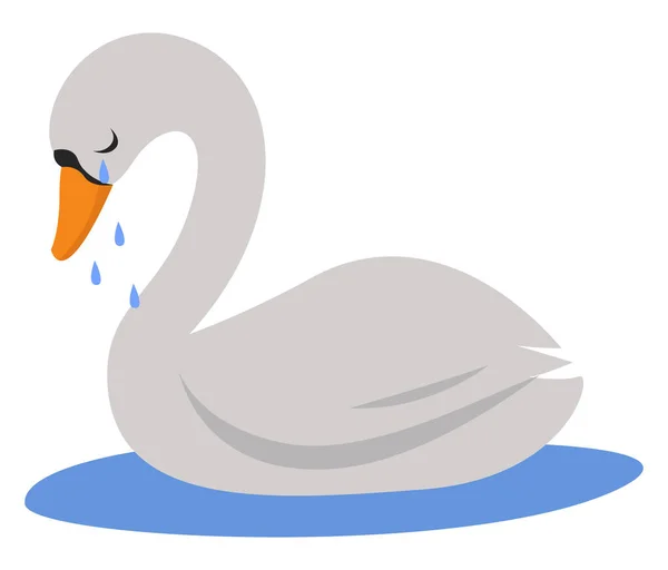 Sad Swan Illustration Vector White Background — Stock Vector