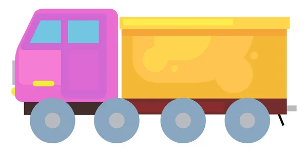 Caminhão Brinquedo Rosa Amarelo Ilustração Vetor Sobre Fundo Branco — Vetor de Stock
