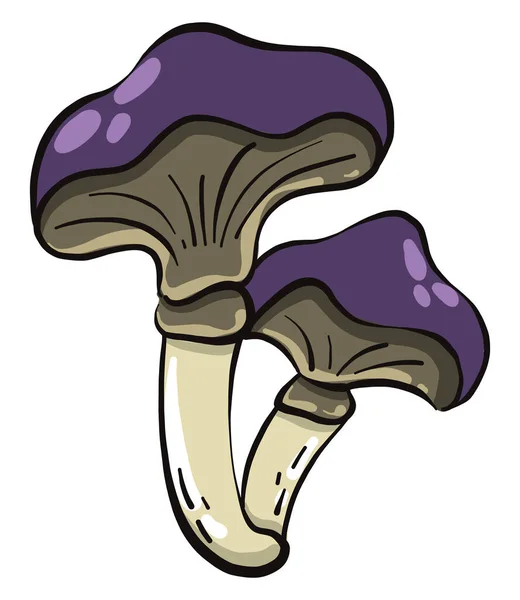 Two Purple Mushrooms Illustration Vector White Background — Stock Vector