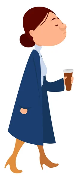早上喝咖啡的女人 白色背景上的矢量 — 图库矢量图片